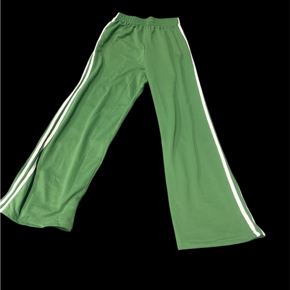 NWOT’s Green Tall Wide-Leg Pants with White Stripes